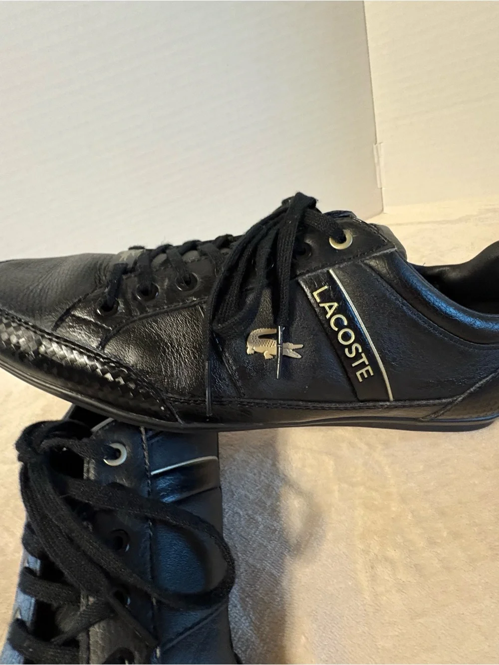 Lacoste Men's Black Low-Top Leather Athletic Sneakers